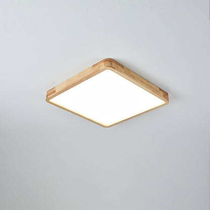 Simple Round Wood LED Ceiling Light Fixture