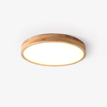 Simple Round Wood LED Ceiling Light Fixture