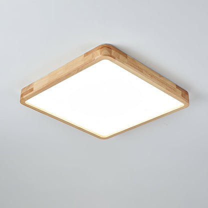 Simple Round Wood LED Ceiling Light Fixture