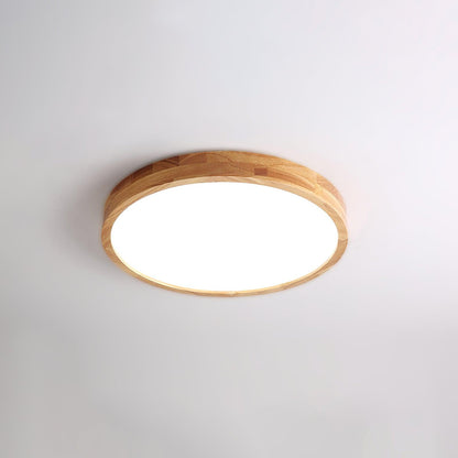 Simple Round Wood LED Ceiling Light Fixture