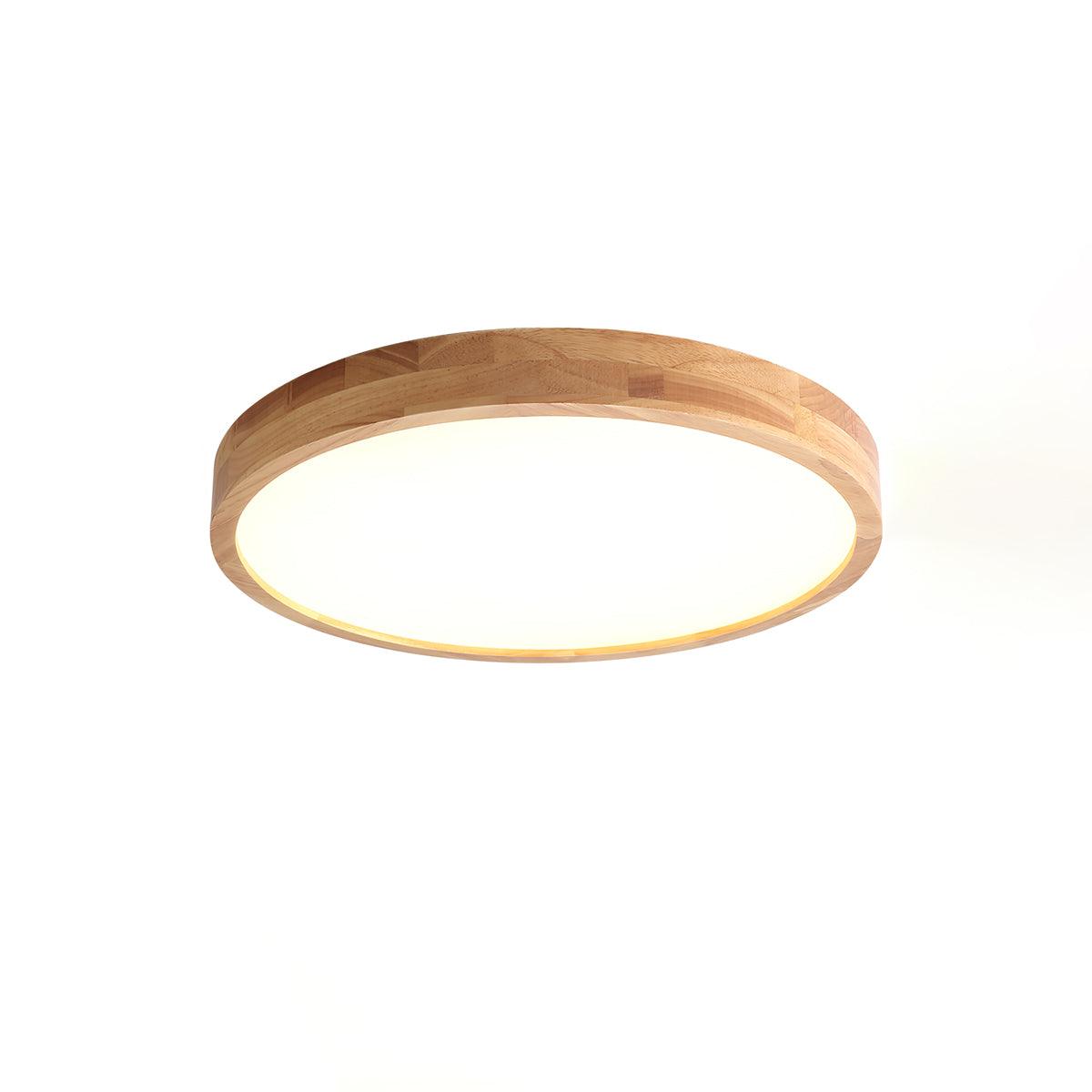 Simple Round Wood LED Ceiling Light Fixture
