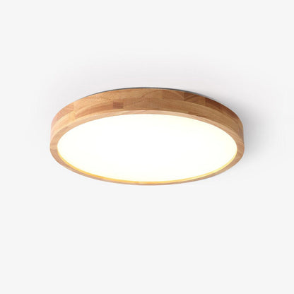 Simple Round Wood LED Ceiling Light Fixture
