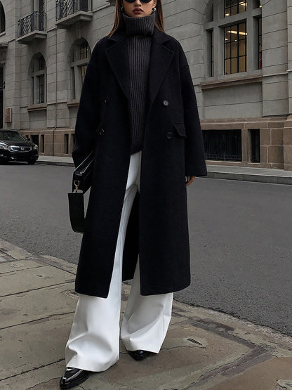 Fashionable Plaid Wool Long Winter Coat - OutfitLondon