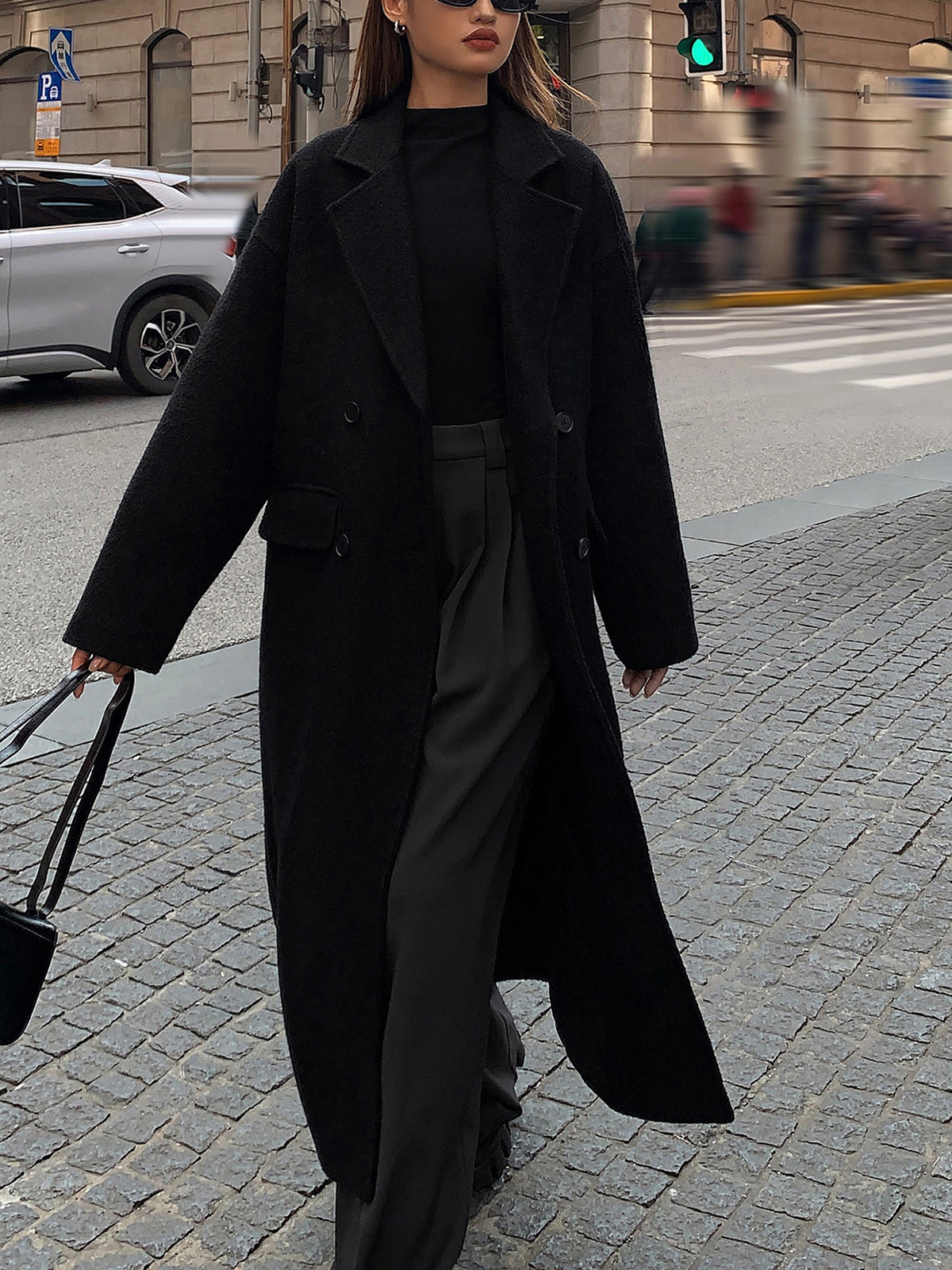 Fashionable Plaid Wool Long Winter Coat