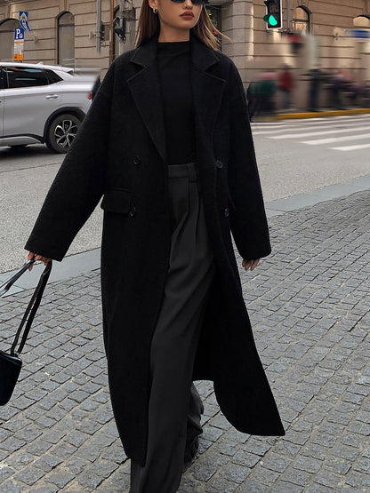 Fashionable Plaid Wool Long Winter Coat