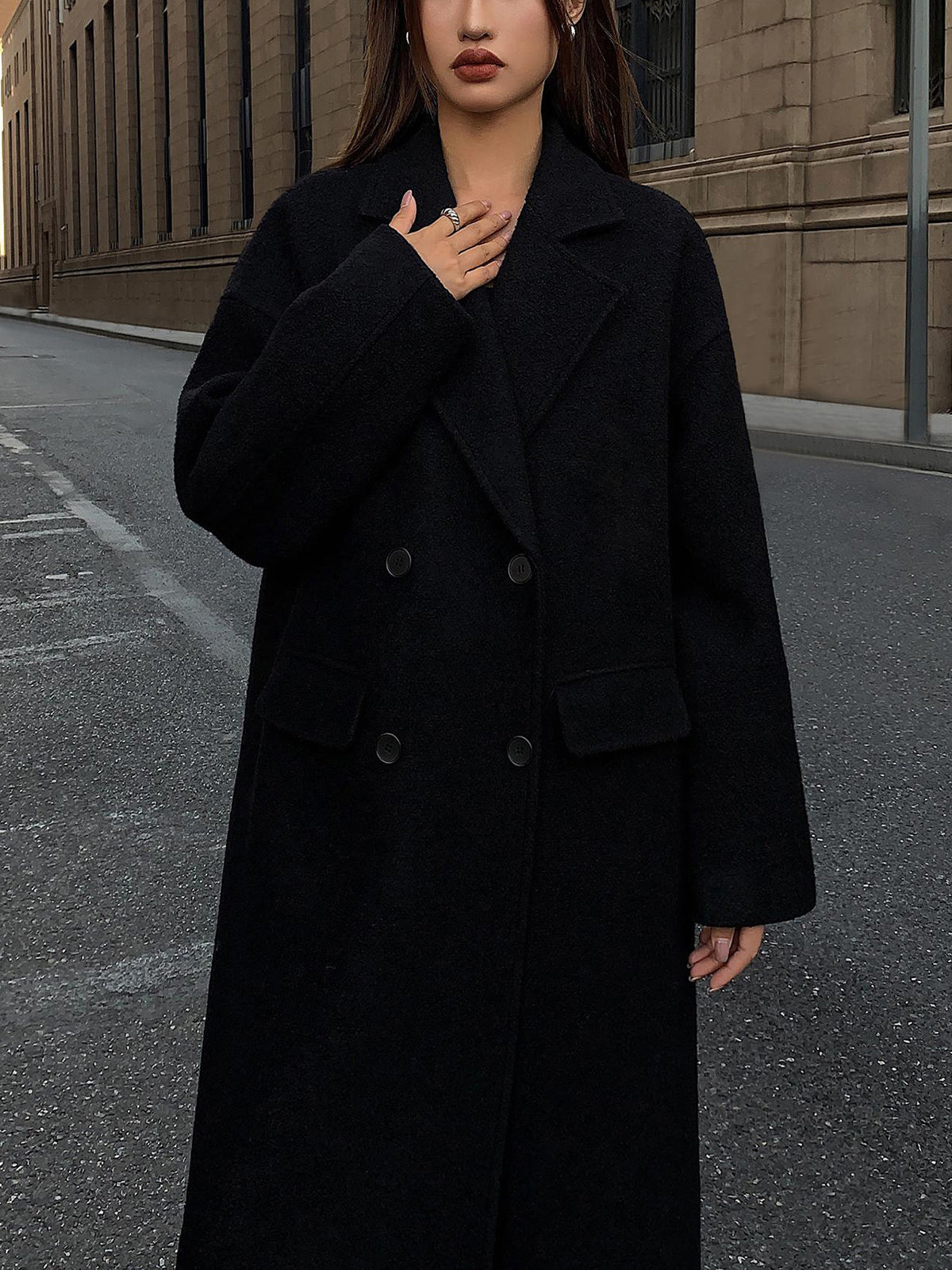 Fashionable Plaid Wool Long Winter Coat
