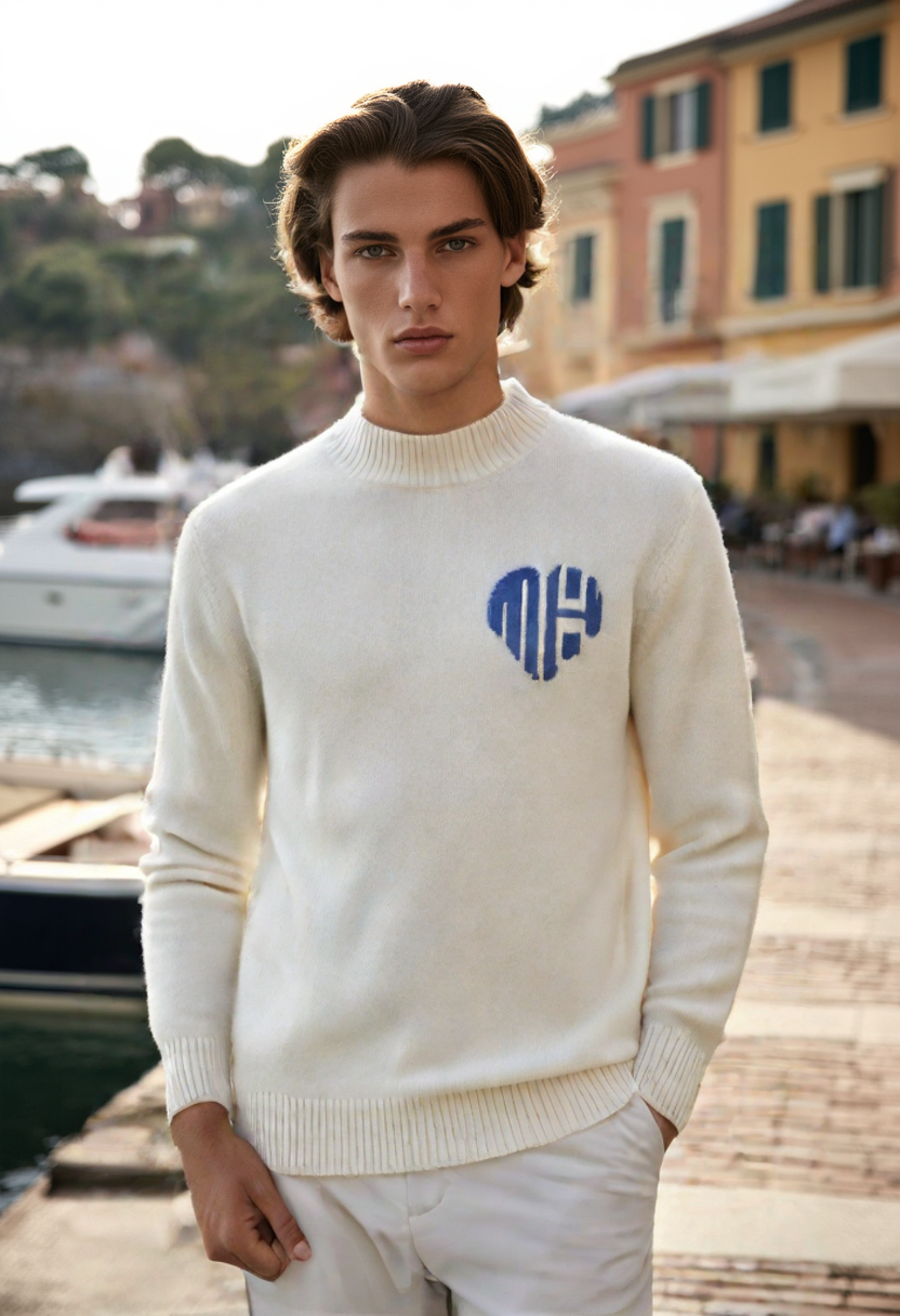 Archie - Fashionable Fall Sweater with Logo - OutfitLondon