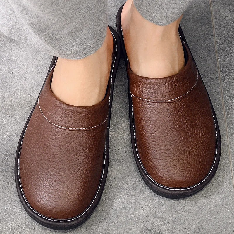 Men's Leather Slippers - OutfitLondon