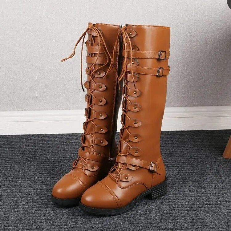 Ladies Distressed Lace Up Ankle Boots