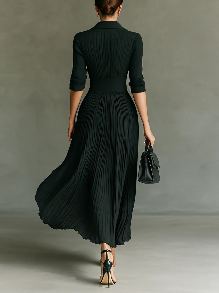 Elegant V Neck Maxi Dress with Fitted Waist