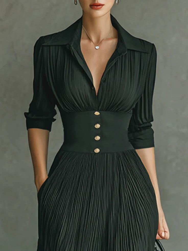 Elegant V Neck Maxi Dress with Fitted Waist