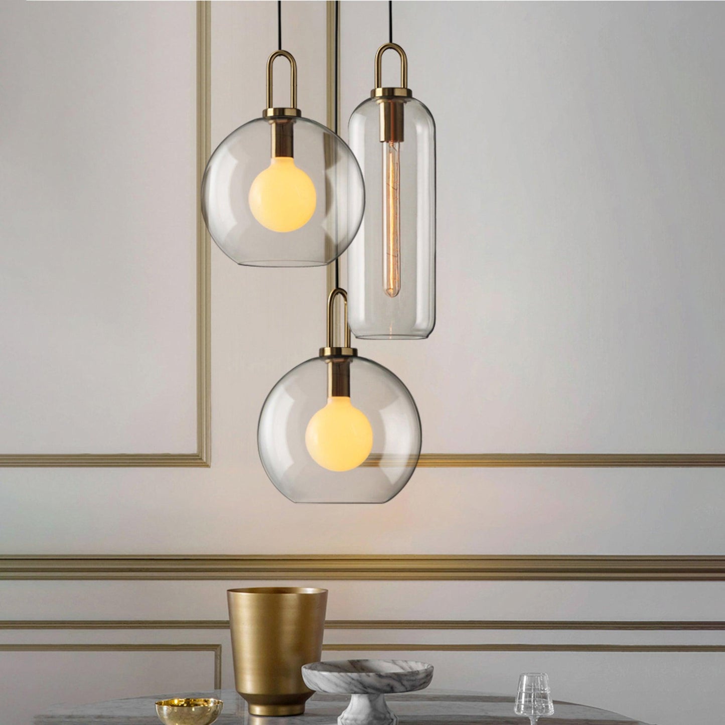 Sleek Glass Metal Pendant Light Fixture