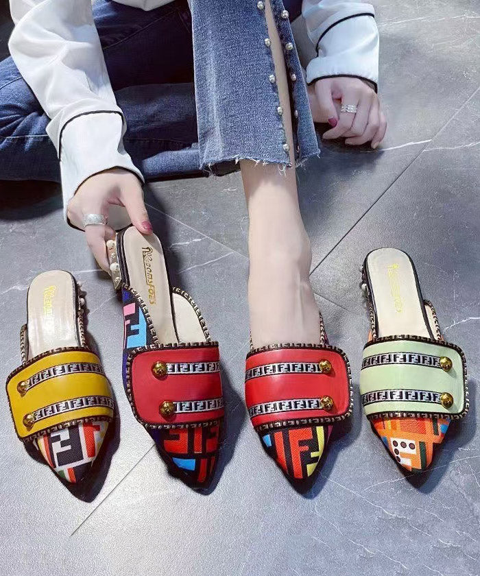 Women's Faux Leather Pointed Toe Sandals Braided Yellow - OutfitLondon