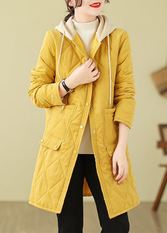 Oversized Cotton Hoodie Coat Yellow Cozy Insulated - OutfitLondon