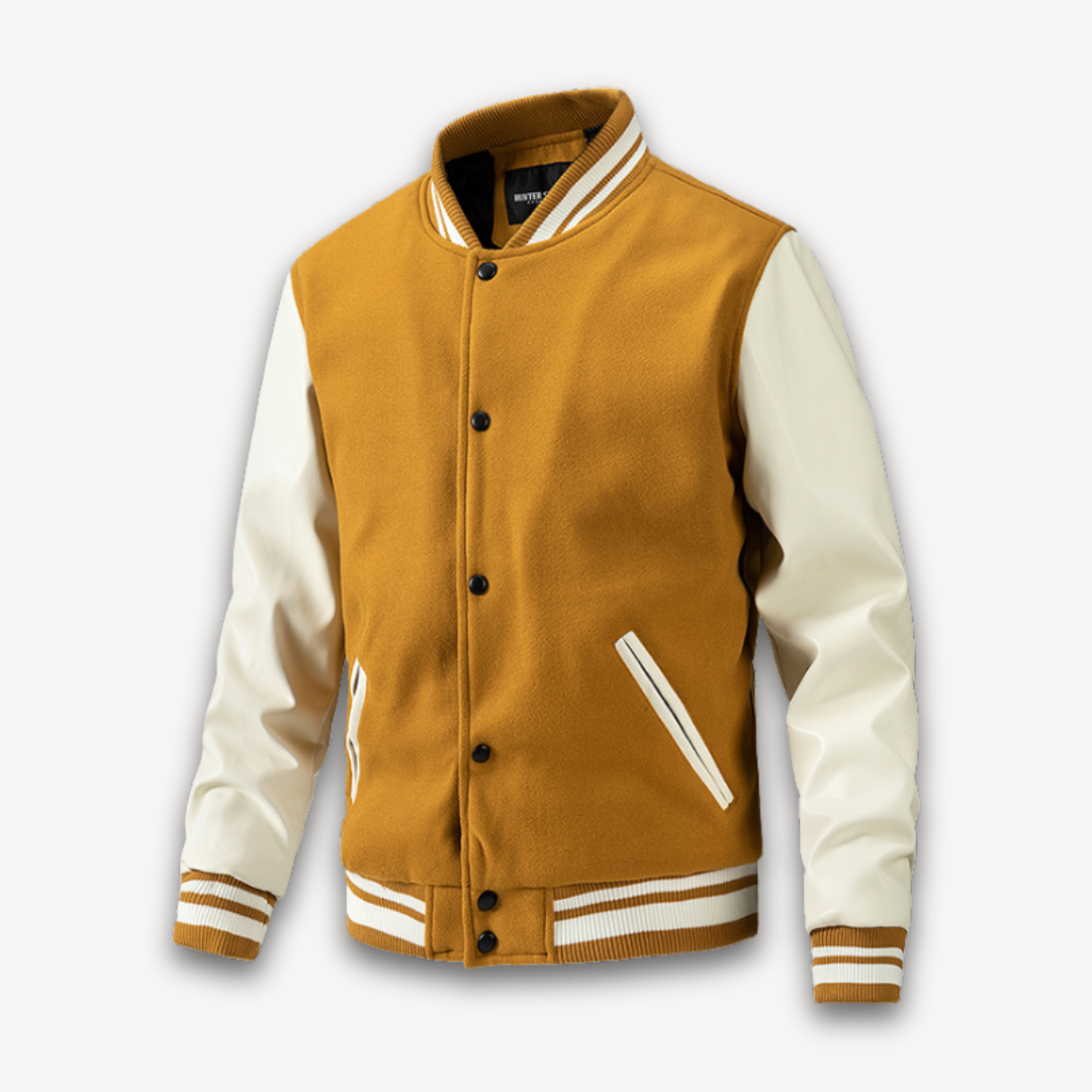 Premium Mens Letterman Jacket with Faux Leather Sleeves