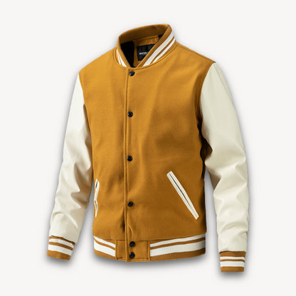 Premium Mens Letterman Jacket with Faux Leather Sleeves