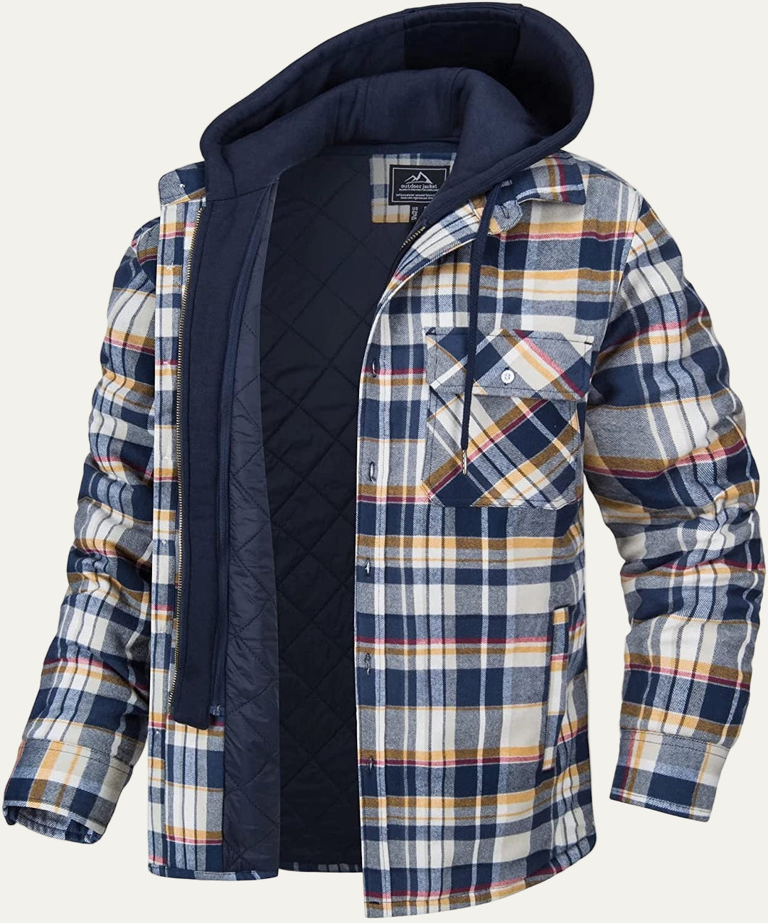 Warm Plaid Hooded Parka Coat for Men