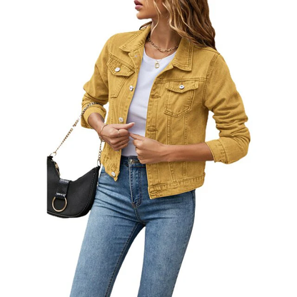 Classic Womens Blue Jean Jacket With Buttons