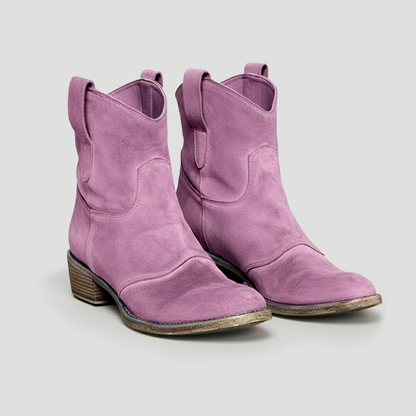Ladies Soft Leather Cowboy Ankle Boots - OutfitLondon