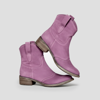 Ladies Soft Leather Cowboy Ankle Boots