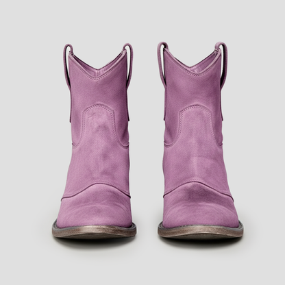 Ladies Soft Leather Cowboy Ankle Boots
