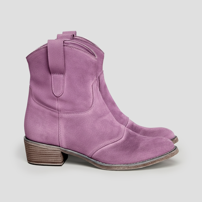 Ladies Soft Leather Cowboy Ankle Boots