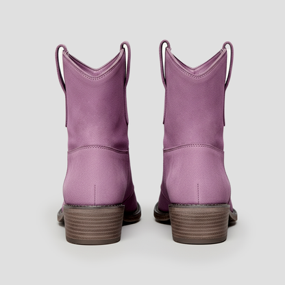 Ladies Soft Leather Cowboy Ankle Boots