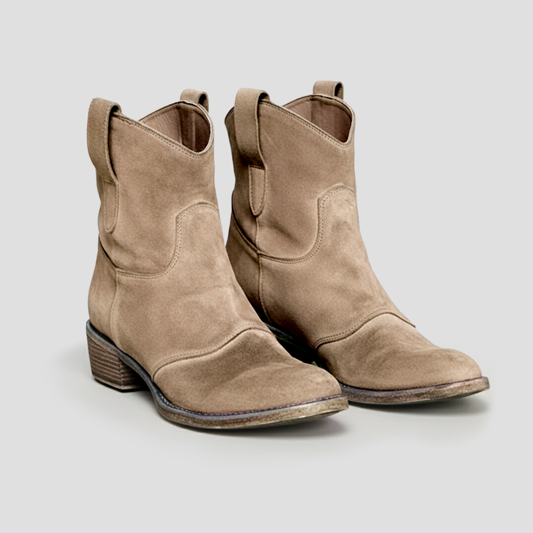Ladies Soft Leather Cowboy Ankle Boots
