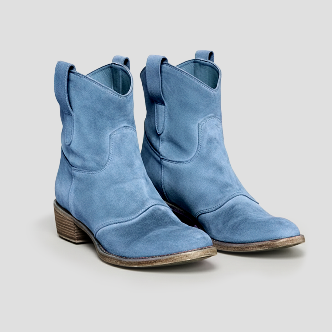 Ladies Soft Leather Cowboy Ankle Boots