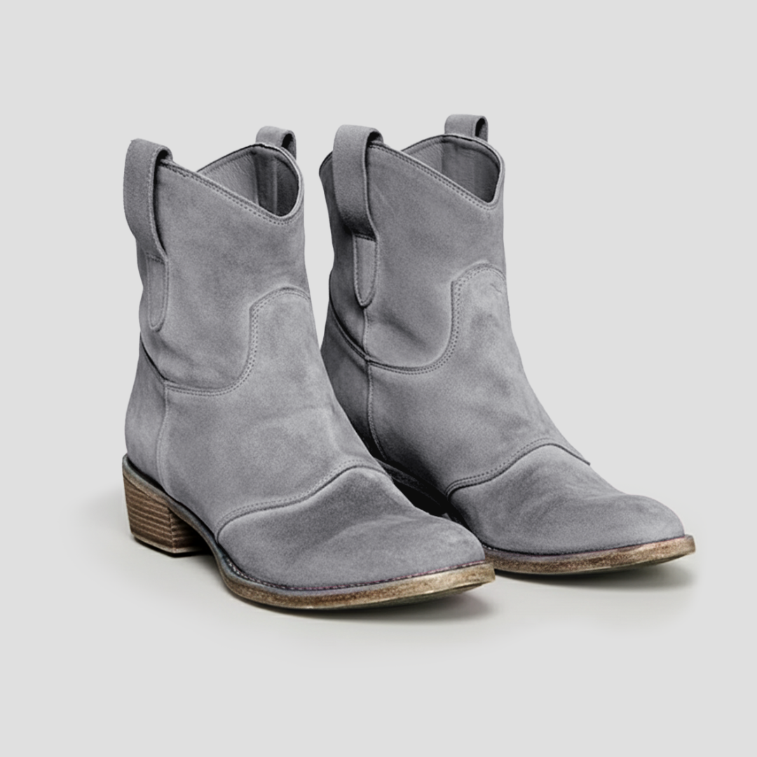 Ladies Soft Leather Cowboy Ankle Boots