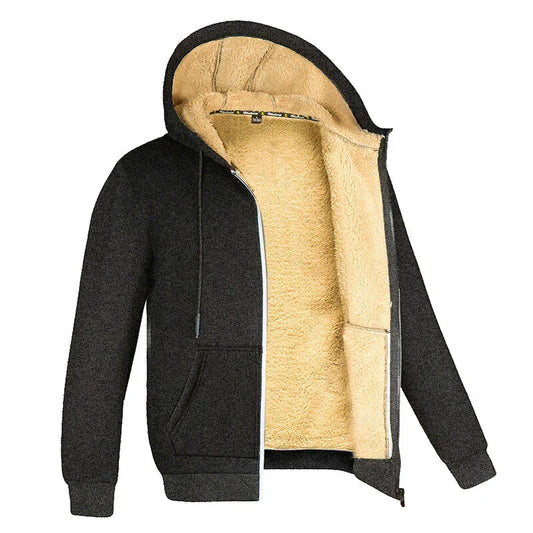 Warm Men's Fleece Hoodie with Faux Fur Inside - OutfitLondon