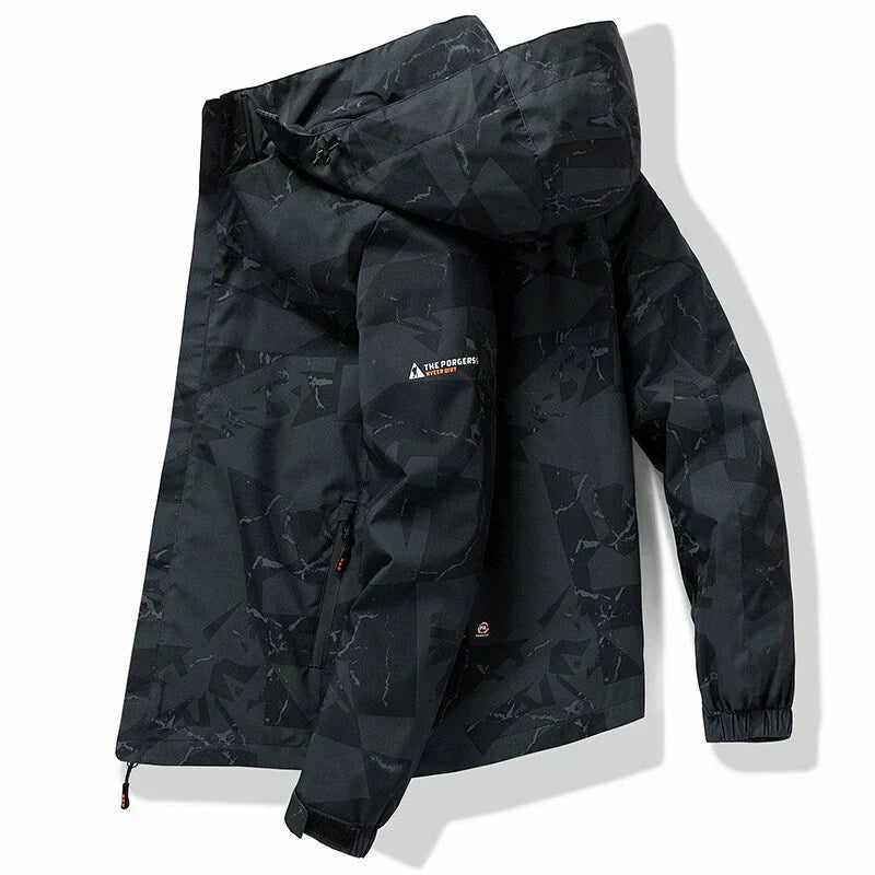 Men's Waterproof Skiing Jacket, Zip Up, Letter Design - OutfitLondon