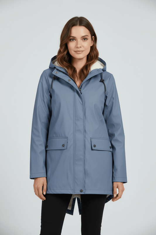 Women's Waterproof Fleece Lined Hooded Trench Coat - OutfitLondon