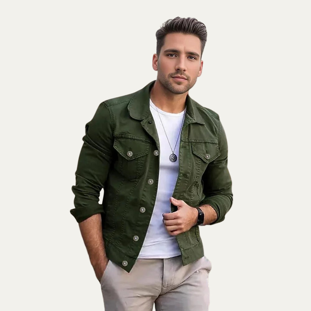 Men's Fitted Waist Cargo Jeans Jacket