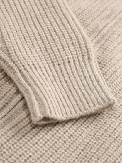 Cozy Zip Up Cardigan - Soft Knit Ribbed Detail