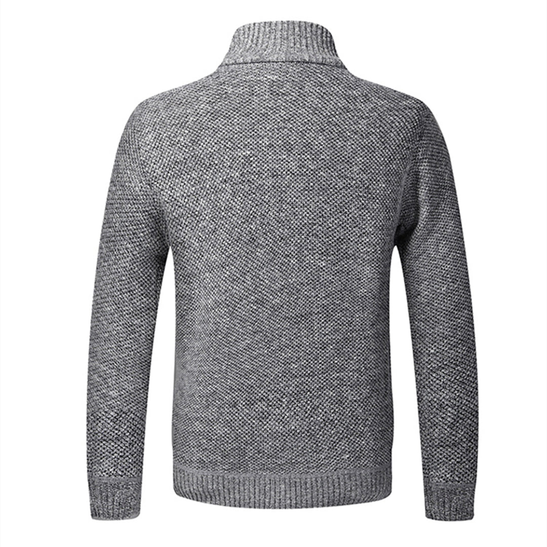 Men's Thick Quilted Zip Up Knitted Jacket