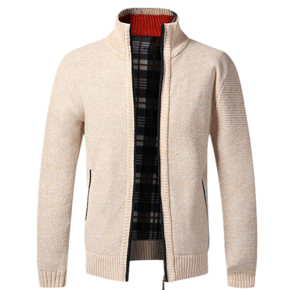 Men's Thick Quilted Zip Up Knitted Jacket