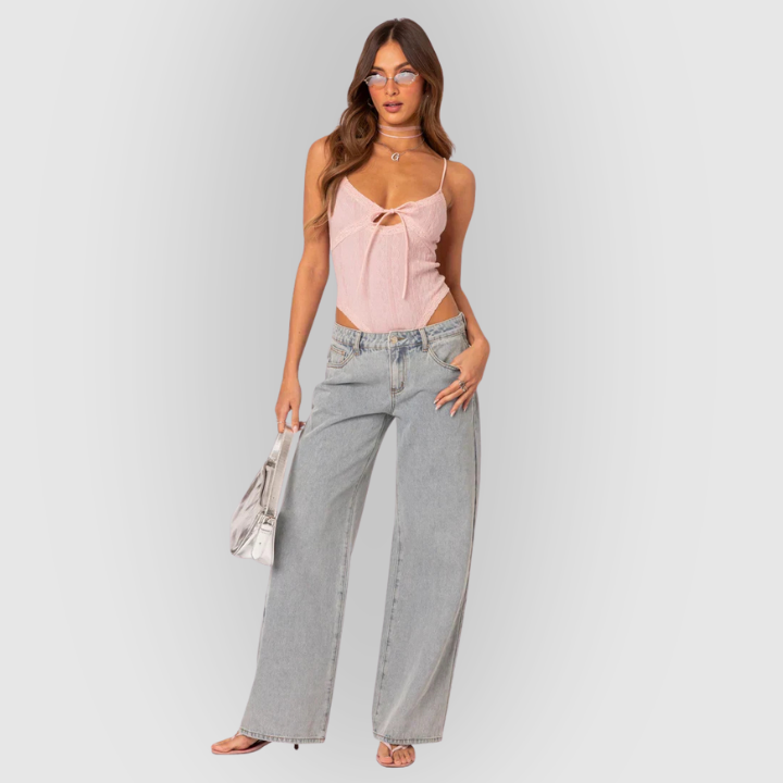 Women's Relaxed Fit Dark Grey Denim Jeans - OutfitLondon