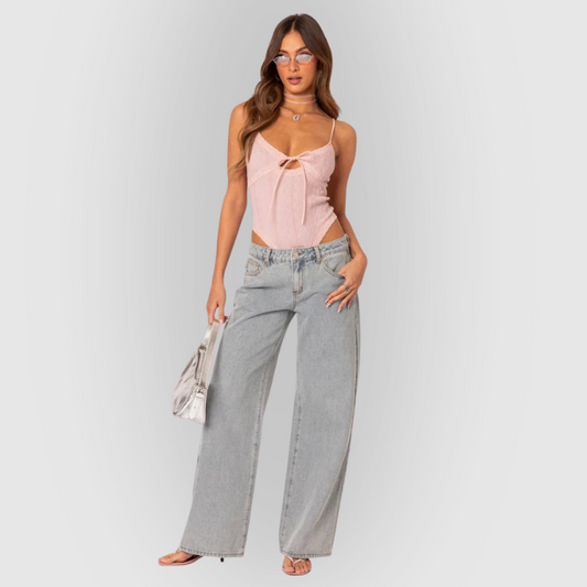 Women's Relaxed Fit Dark Grey Denim Jeans - OutfitLondon