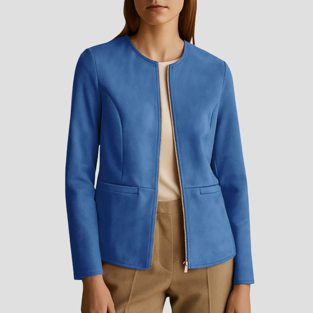 Simple Suede Zip Up Women's Jacket