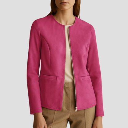 Simple Suede Zip Up Women's Jacket