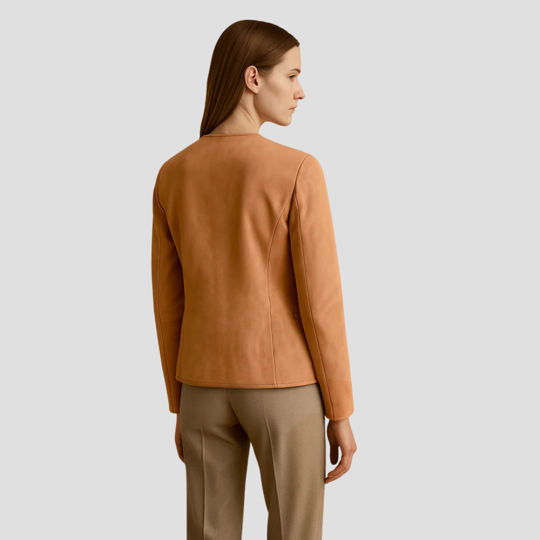 Simple Suede Zip Up Women's Jacket