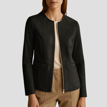 Simple Suede Zip Up Women's Jacket