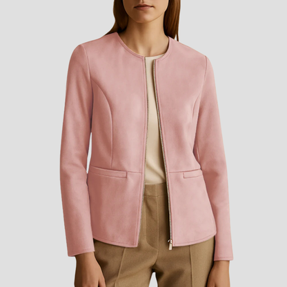 Simple Suede Zip Up Women's Jacket