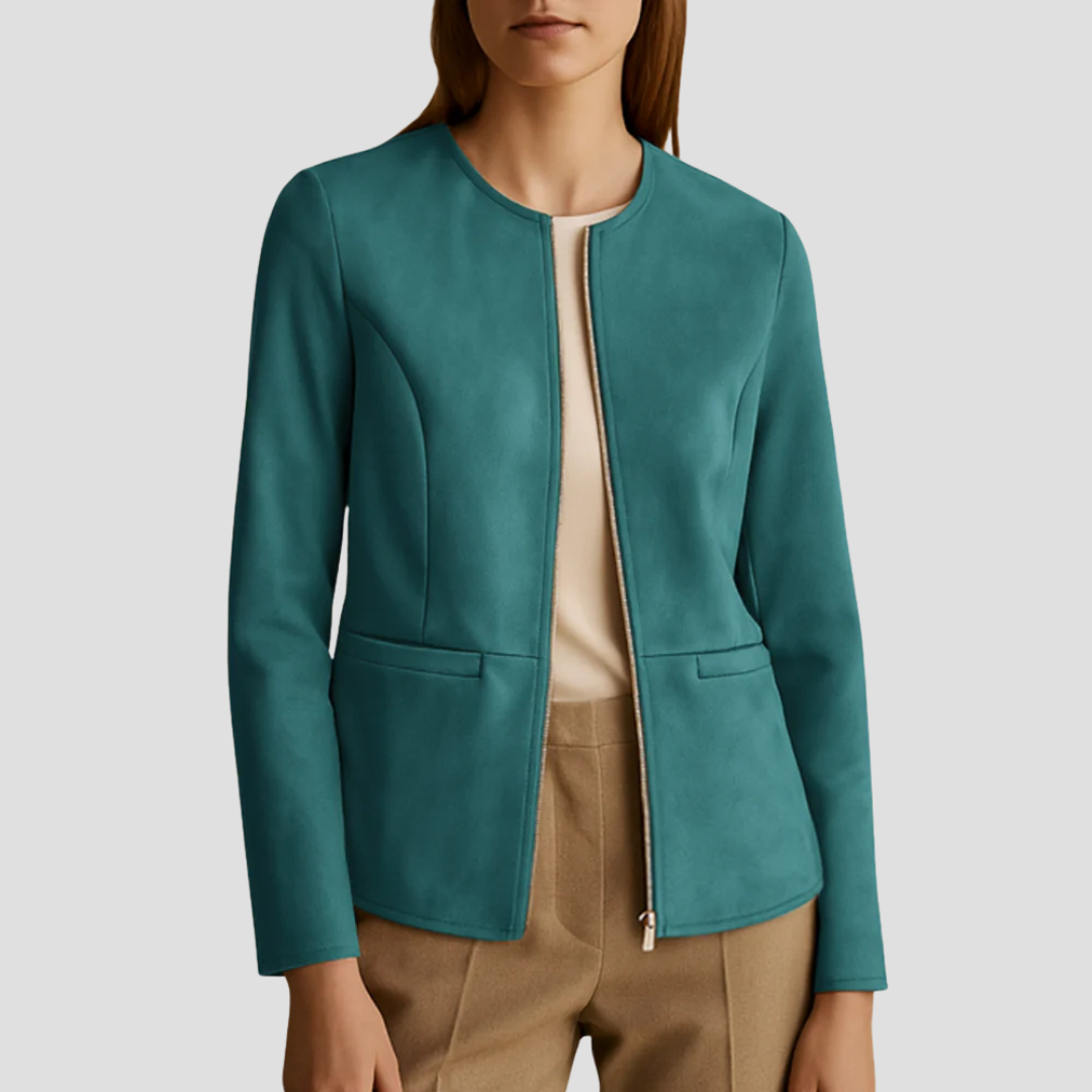 Simple Suede Zip Up Women's Jacket