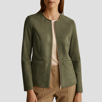 Simple Suede Zip Up Women's Jacket
