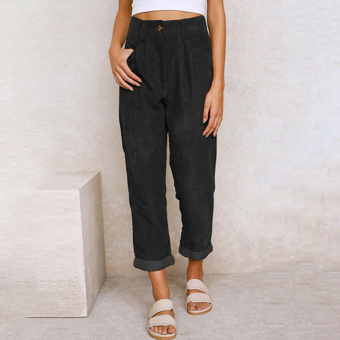Women's High-Waisted Winter Trousers - OutfitLondon
