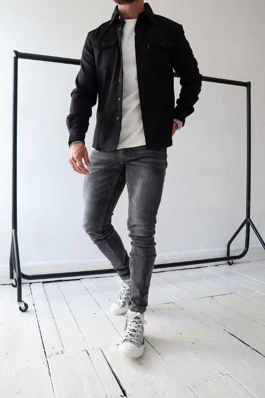 Men's Casual Slim Fit Cotton Long Sleeve Shirt