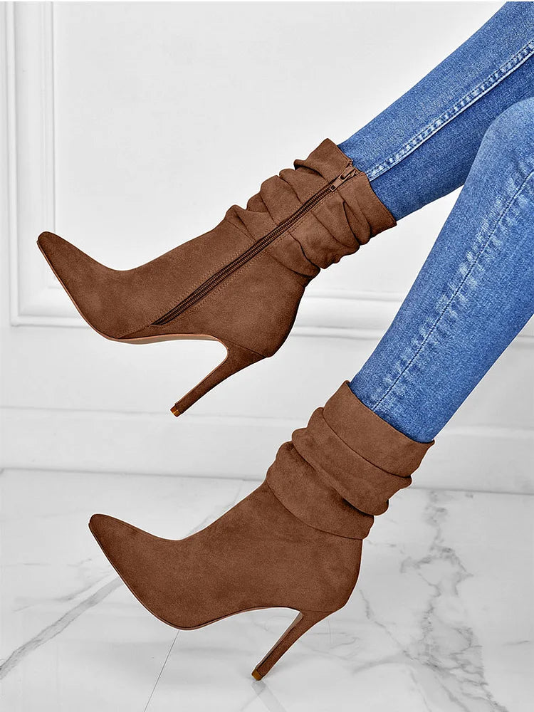 Chic Pointed Toe High Heel Booties