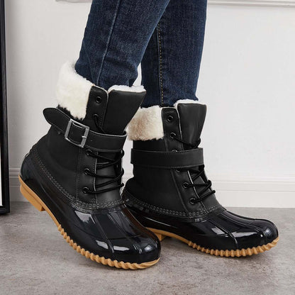 Non Slip Warm Fur Lining Snow Boots Waterproof Duck Ankle Boots